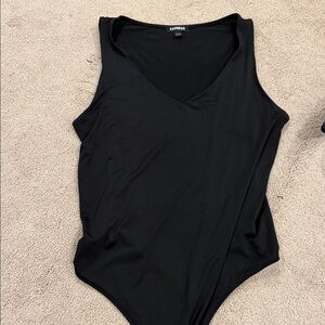 Express Black V-Neck Sleeveless Bodysuit